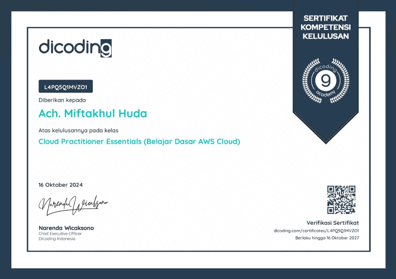 Sertifikat Cloud Practitioner Essentials (AWS Cloud)